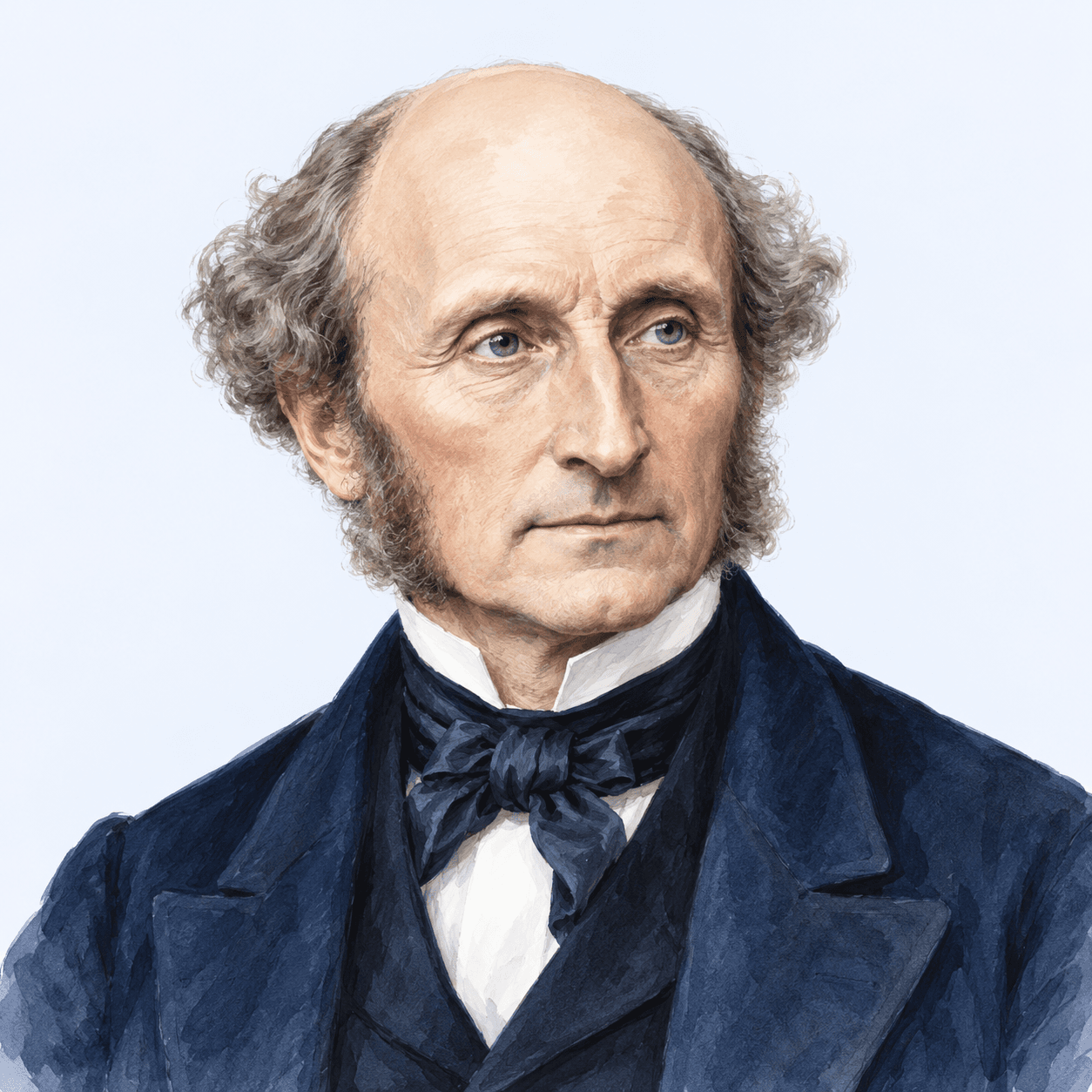 Retrato ilustrado de John Stuart Mill
